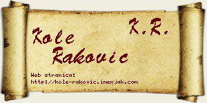 Kole Raković vizit kartica